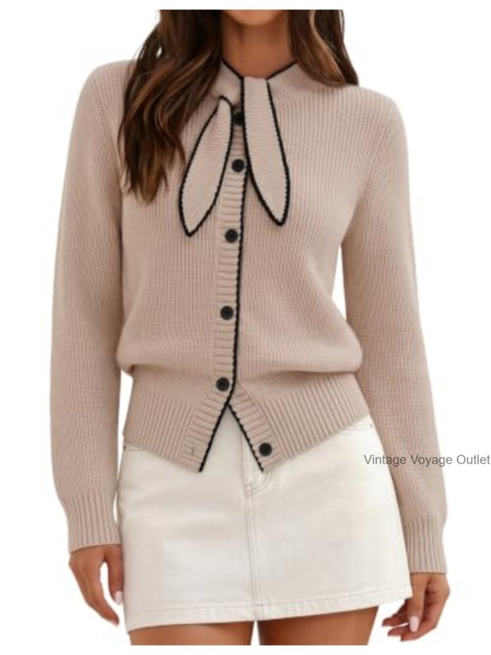 MEROKEETY Women's Long Sleeve Tie Front Knit Cardigan Button Up Chunky Sweater